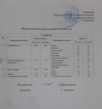 Тамақтандыру-ас мәзірі